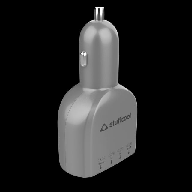 stuffcool cavge sil voyage usb car charger silver 3D Model .c4d .max .obj .3ds .fbx .stl .blend 