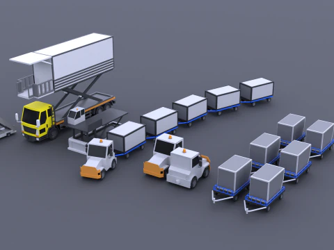 Car Plane Container Pack 070519 3D Model