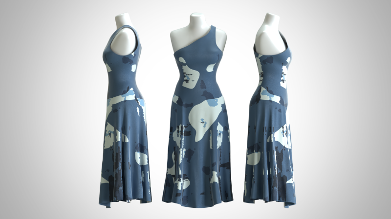 Woman Dress 2 Blue 3D Модель .c4d .max .obj .3ds .fbx .stl .blend 