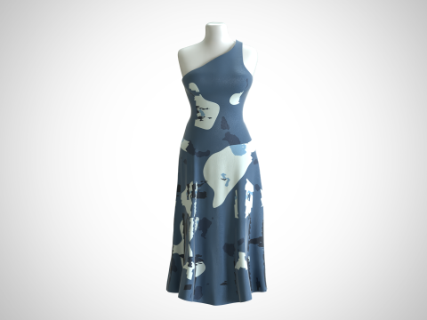 Woman Dress 2 Blue 3D Модель