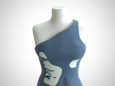Woman Dress 2 Blue 3D Модель