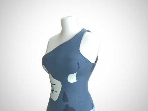 Woman Dress 2 Blue 3D Модель