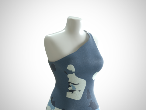 Woman Dress 2 Blue 3D Модель