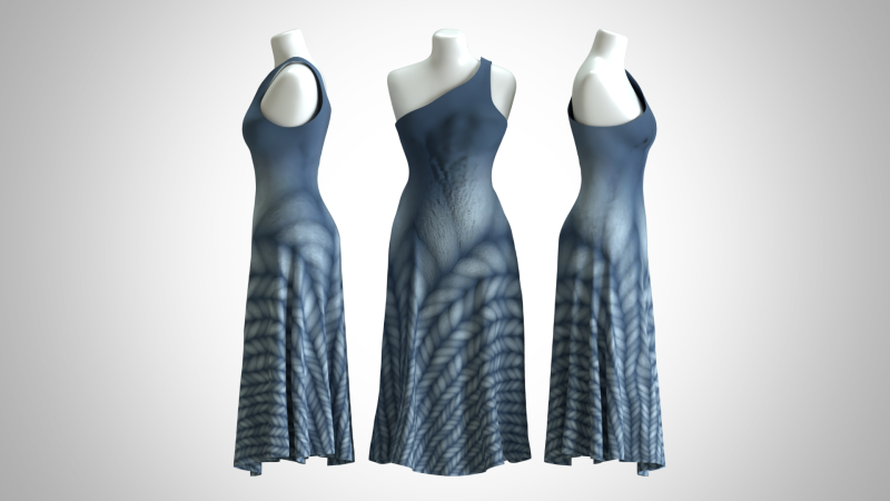 Woman Dress 2 Blue Braided 3D-Modell .c4d .max .obj .3ds .fbx .stl .blend 