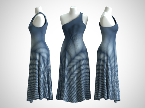 Woman Dress 2 Blue Braided 3D Model