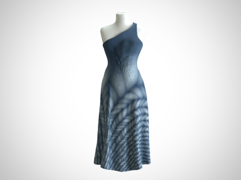 Woman Dress 2 Blue Braided 3D-Modell