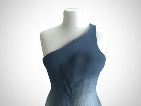 Woman Dress 2 Blue Braided 3D Model