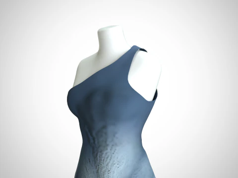 Woman Dress 2 Blue Braided 3D Model