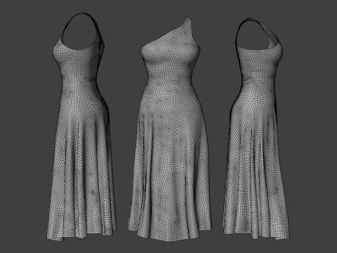 Woman Dress 2 Blue Braided 3D-Modell