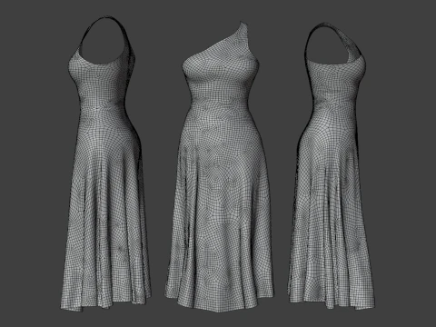 Woman Dress 2 Blue Braided 3D Model