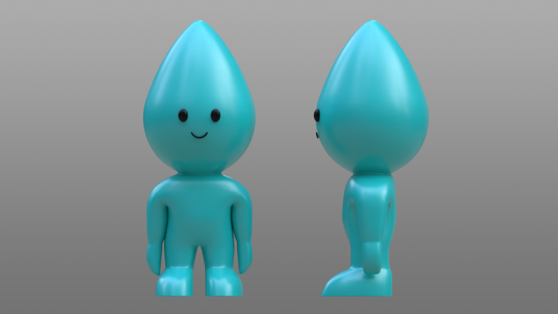 Water Drop Character Rigged 3D Model .c4d .max .obj .3ds .fbx .stl .blend