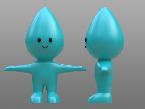 Water Drop Character Rigged 3D Model