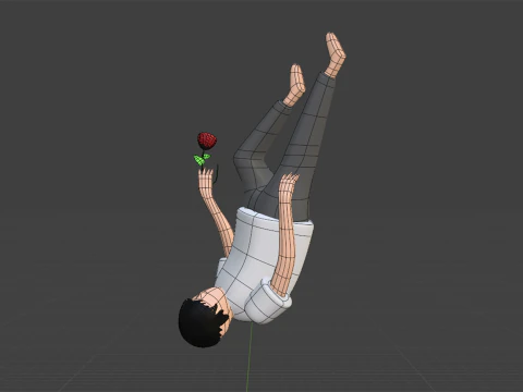 Man Falling Down Illustation 3D Model