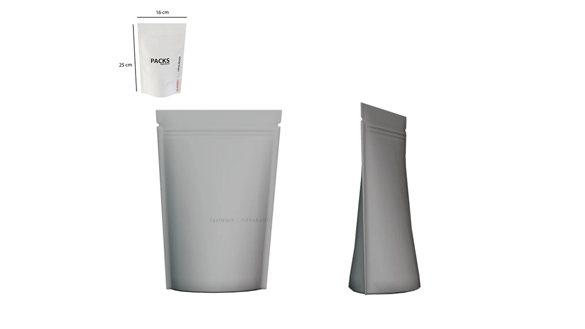 Standing Pouch Mockup 3D Model .c4d .max .obj .3ds .fbx .stl .blend 