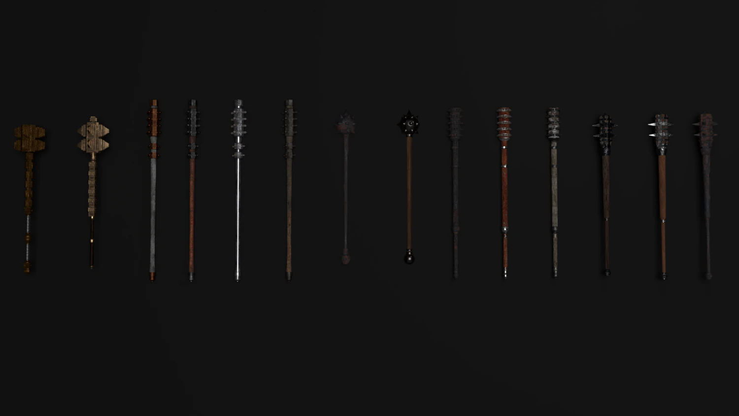 mace collection 6x 3D Model .c4d .max .obj .3ds .fbx .stl .blend 