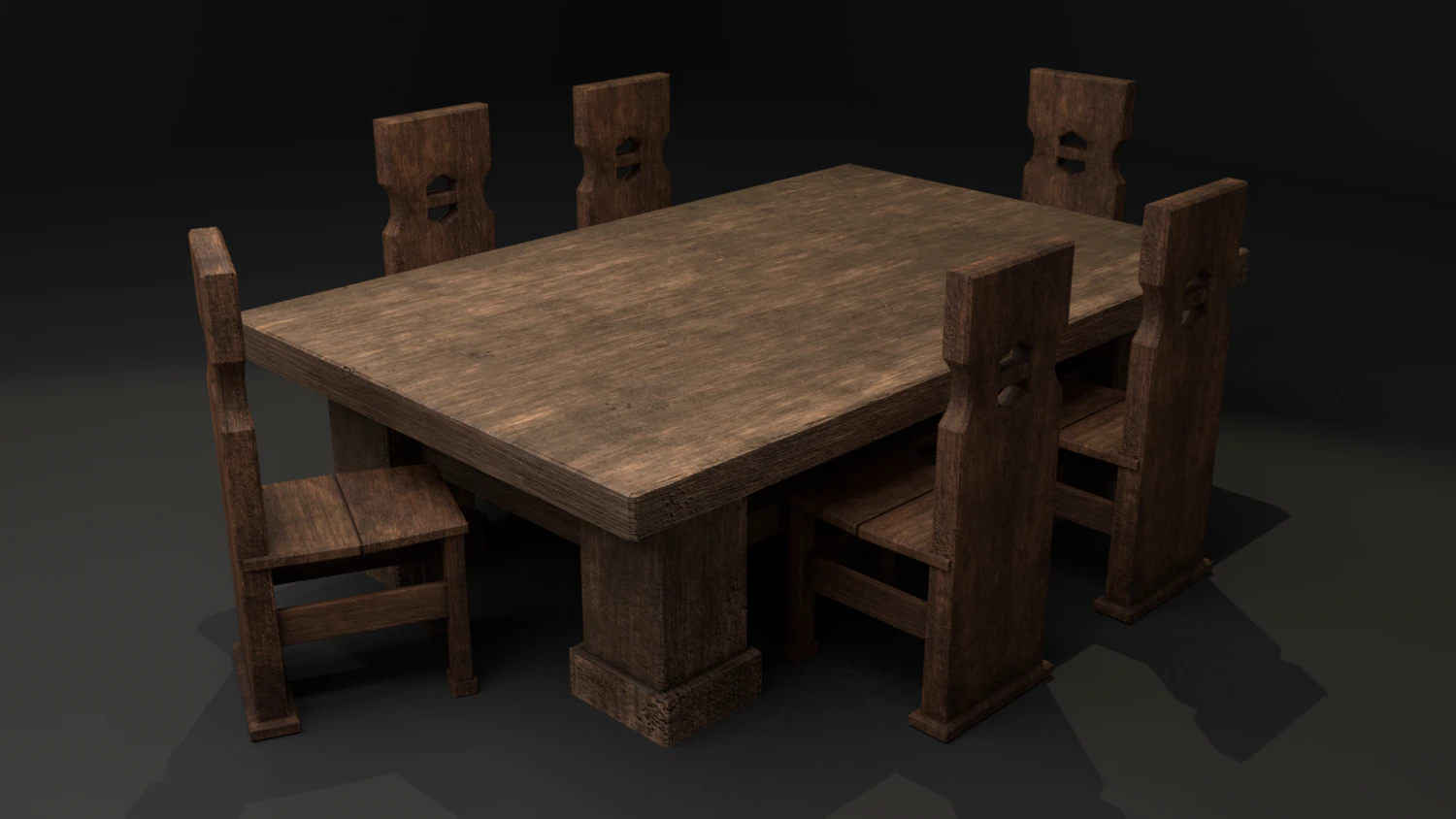 середньовічний набір стіл і стілець 3D Модель .c4d .max .obj .3ds .fbx .stl .blend 