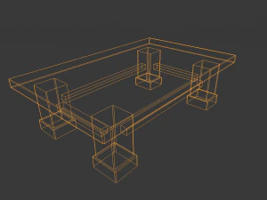 середньовічний набір стіл і стілець 3D Модель