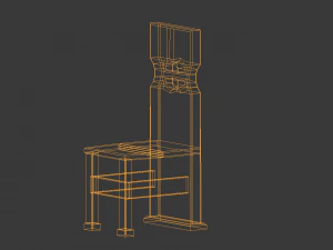 середньовічний набір стіл і стілець 3D Модель
