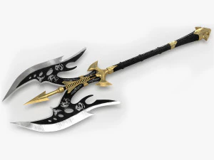 середньовічна сокира рукопашного бою 3D Модель