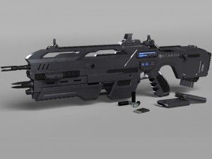 futuristic assault rifle xcar s14 3D Model