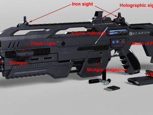 futuristic assault rifle xcar s14 3D Model