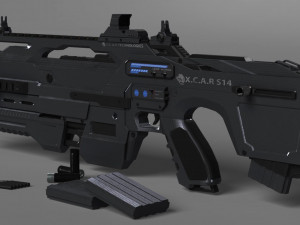 futuristic assault rifle xcar s14 3D Model
