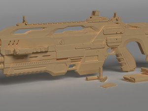 futuristic assault rifle xcar s14 3D Model