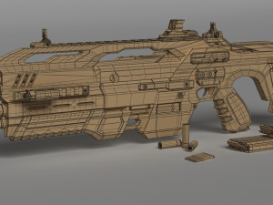 futuristic assault rifle xcar s14 3D Model