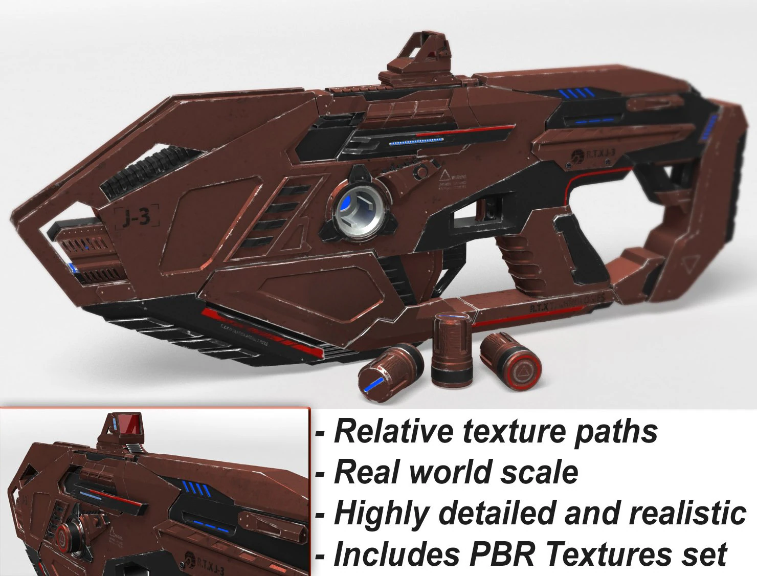 plasma rifle rtx j3 3D Model .c4d .max .obj .3ds .fbx .stl .blend 