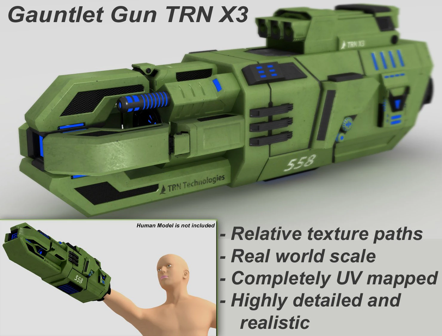 gauntlet trn x3 3D Model .c4d .max .obj .3ds .fbx .stl .blend