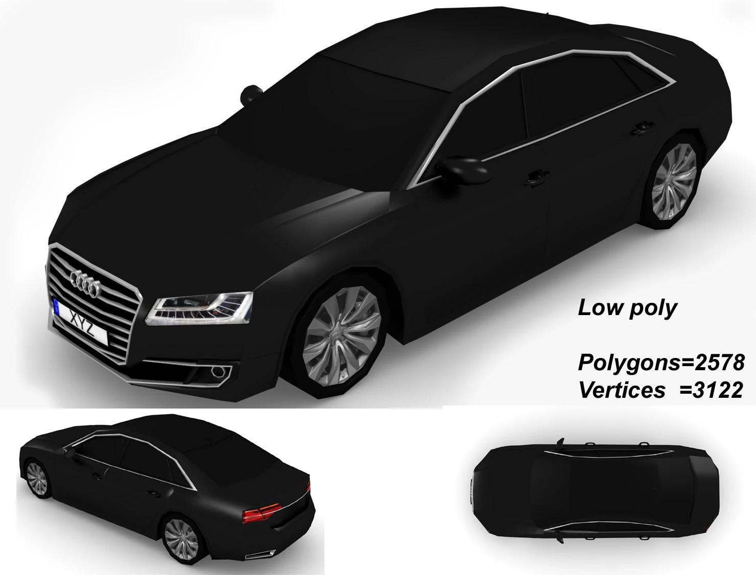 audi a8l w12 3D Model .c4d .max .obj .3ds .fbx .stl .blend 