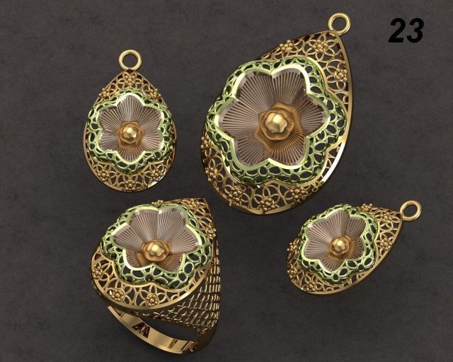set jewelry gold Modèles 3D en vedette .c4d .max .obj .3ds .fbx .stl .blend 