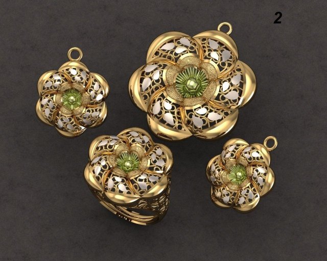 set jewelry gold 3D-printmodel .c4d .max .obj .3ds .fbx .stl .blend 