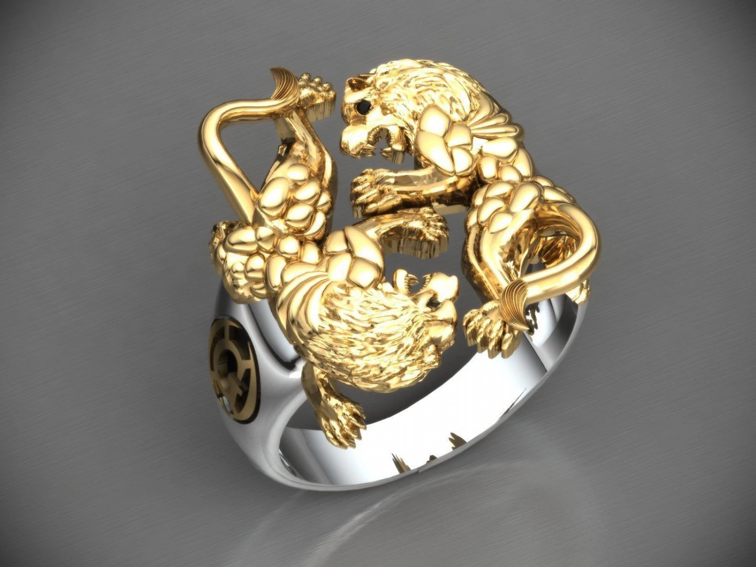 lion fight ring 3D Print Model .c4d .max .obj .3ds .fbx .stl .blend 