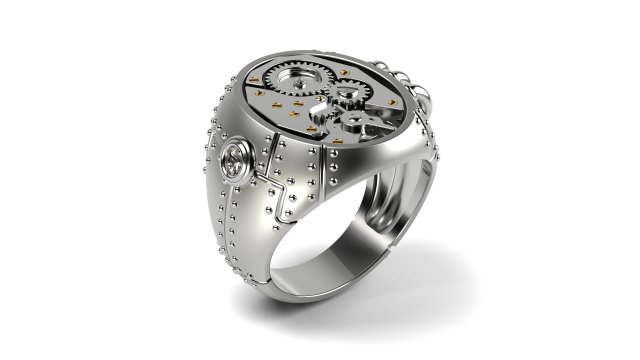 steampunk signet ring 3D Принт Модель .c4d .max .obj .3ds .fbx .stl .blend 