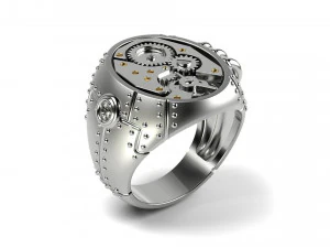 steampunk signet ring 3D Print Model