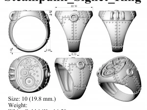 steampunk signet ring 3D Print Model