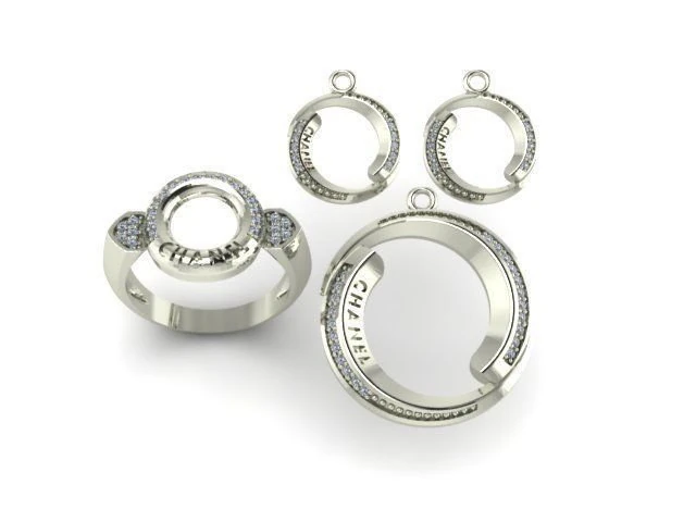 jewelry set chanel 3D Print Model .c4d .max .obj .3ds .fbx .stl .blend 