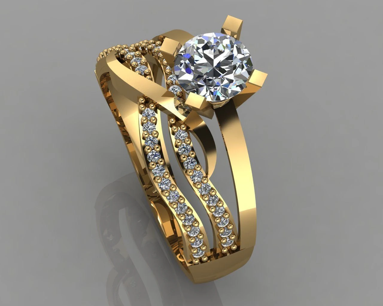 engagement ring diamond 3D Print Model .c4d .max .obj .3ds .fbx .stl .blend 