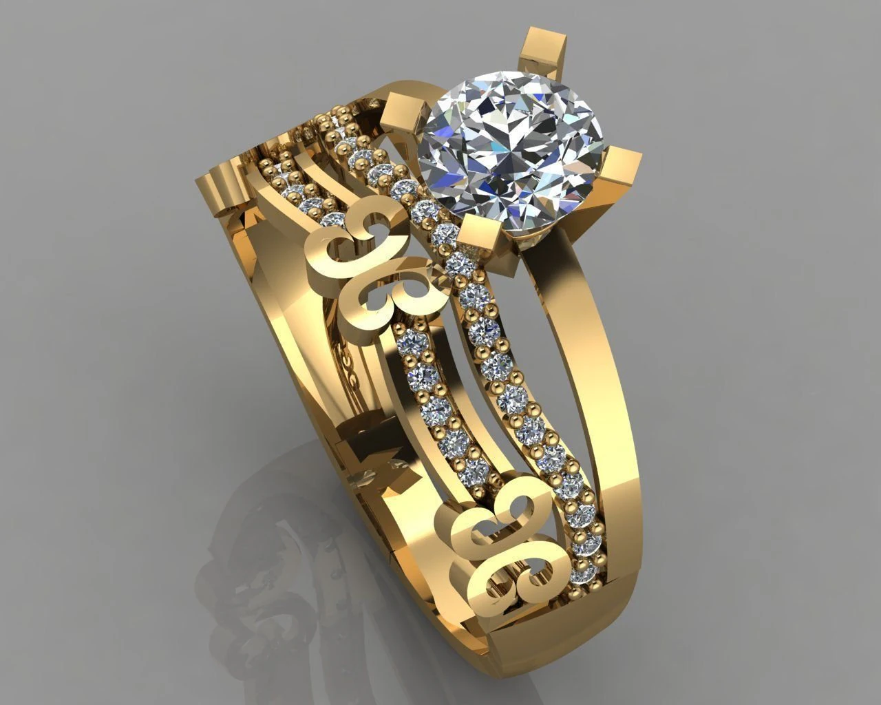 engagement ring diamond 3D Print Model .c4d .max .obj .3ds .fbx .stl .blend 