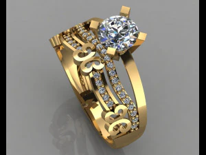 订婚戒指钻石 3D 打印模型