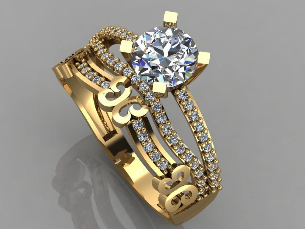 engagement ring diamond 3D Print Model .c4d .max .obj .3ds .fbx .stl .blend 