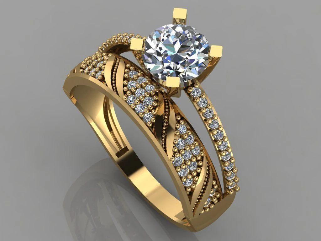 engagement ring diamond 3D Print Model .c4d .max .obj .3ds .fbx .stl .blend 