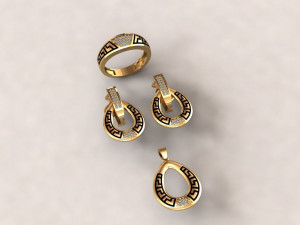 mini set ring earring necklace 5models 3D 모델