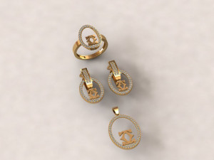 mini set ring earring necklace 5models 3D 모델