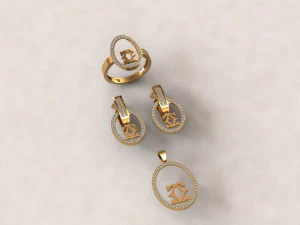 mini set ring earring necklace 5models 3D Model