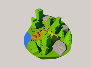 camp game ready low poly 3D Model
