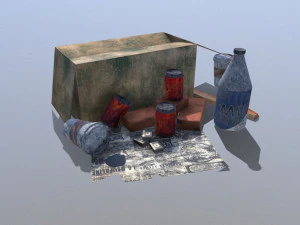 poubelle low-poly Modèle 3D