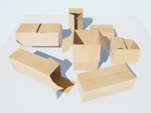 bo&icirc;tes low-poly pbr Modèle 3D