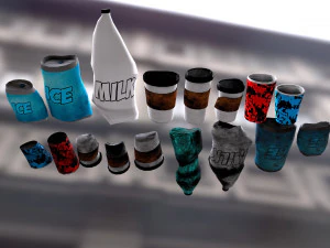 bottles and broken bottles low-poly pbr 3D Model